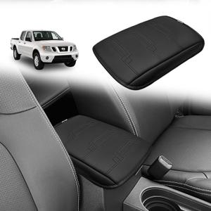 Muslogy Center Console Armrest Cover Fit for Nissan Frontier 2005-2021 & Xterra 2005-2015 Accessories, Comfort Armrest Pad Console Lid Cushion Vegan Leather Regular Thick