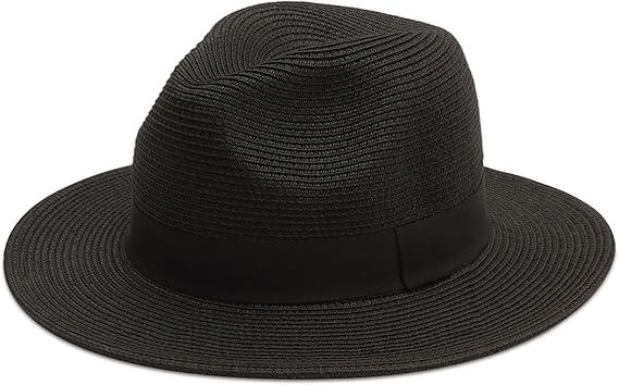 Joywant Womens Straw Fedora Beach Sun Hat, Packable Wide Brim Panama Hat for Women UV UPF50+ Summer Hat L