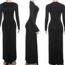 Geulis Long Sleeve Spring Fall Maxi Dress 2026 Elegant Bodycon Wrap Long Dress Cocktail Party Wedding Guest Dresses (Black, S)