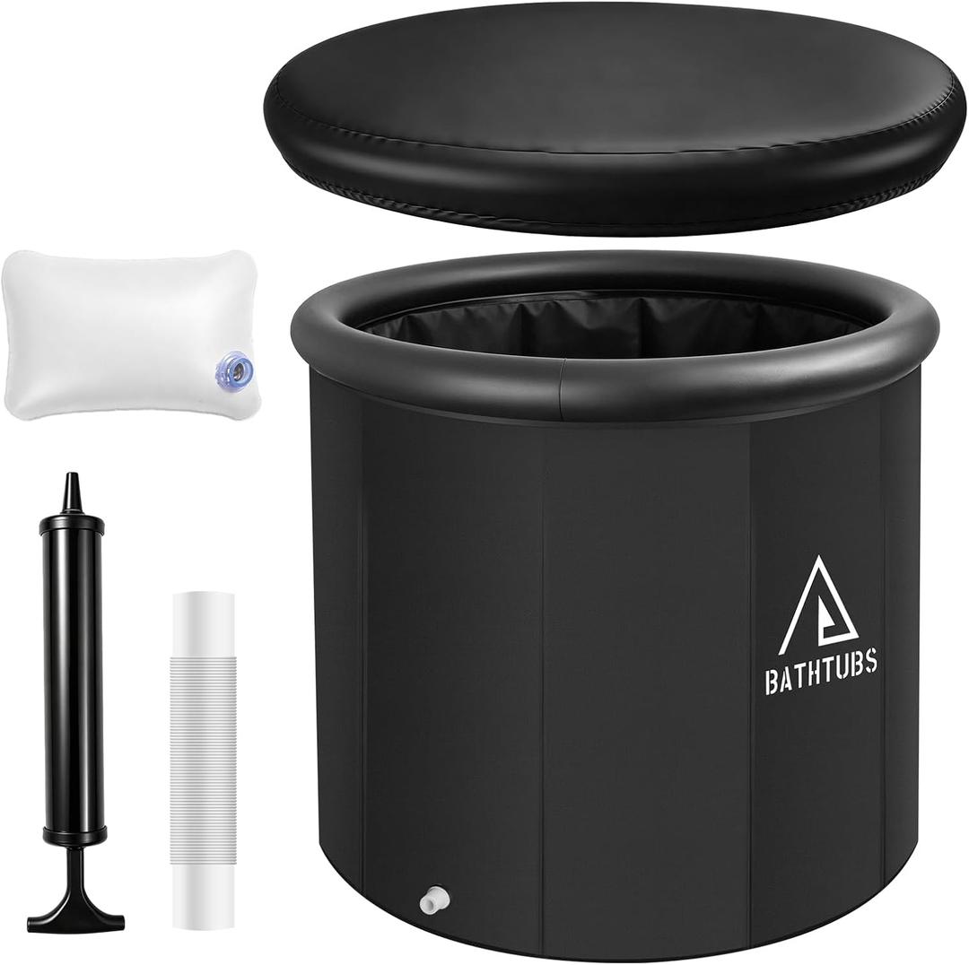 Ice Bath Tub, 31.5"x26" Portable Cold Plunge Tub for Athletes with Cover and Pump, Portable Bathtub for Home, Gym, Backyard, Spa, Indoor & Outdoor Use