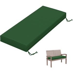 Outdoor Bench Cushion 45×18×3.5 in Thick Waterproof Patio Furniture Cushions, Patio Porch Swing Replacement Seat Pad with Tie Straps and Anti-Slip, for Backyard Garden, Green
