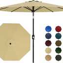 Garvee Patio Umbrella with Solar Lights, Outdoor Table Umbrella with 8 Durable Ribs, Tilt & Crank Mechanism, Waterproof & UV Protection for Garden, Backyard, Poolside