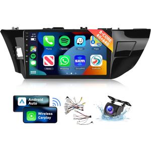 [8 CORE 4G+64G] Car Radio for Toyota Corolla/for Toyota Levin 2014-2017 with Wireless Carplay/Android Auto, 10.1 Android 13 IPS Touch Screen Stereo, Bluetooth, GPS, WiFi, SWC, DSP, Camera