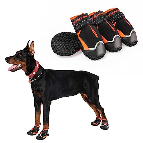 Boxxberk Dog Boots for Large Dogs,Waterproof Dog Booties for Winter Snow,Anti-Slip Dog Shoes Paw Protector with Reflective Strap for Hot Pavement,Hardwood Floor,Outdoor Hiking (Black, 2.75")