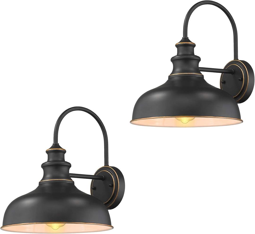 zeyu Farmhouse Barn Light Fixture, Wall Sconce 2 Pack in Black Finish, 02A390-2 ROB