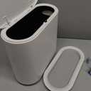 IEEK 12 Liter Rectangular Plastic Trash Can with Press Top Lid,White Modern Wastebasket Thin Trash Cans,3.2 Gallon Garbage Container Bin for Bathroom,Bedroom,Kitchen,Office and Powder Room