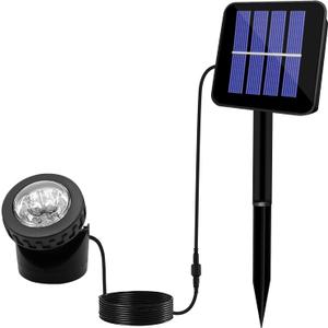 AVEKI Solar LED Landscape Spotlight,Waterproof 6 LEDs Pond Light Underwater Light Adjustable Lighting Angle,Security Lighting Dark Sensing Auto On/Off for Outdoor Garden Courtyard Lawn Fish Tank Pool (Single Head, White)