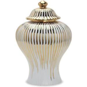 vase Modern Ginger Jar Storage Vase Floral Arrangement Home Decor Desktop Collectible with Lid Handicraft Decoration Handmade Bottle (Color : Large Gold)