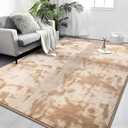 FlyDOIT Large Area Rugs for Living Room Bedroom, 6x9 Ft Tie-Dyed Light Brown Ultra Soft Comfy Thickened Memory-Foam Indoor Carpets, Cozy Modern Floor Rug for Boys Girls Playroom Dorm Nursery Home Décor