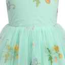 Flower Girl Dress Princess Sleeveless Floral Embroidered Kids Summer Wedding Pageant Birthday Tutu Tulle Dress (3-4T, Green)