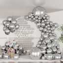 Silver Metallic Balloons Arch Garland Kit 75PCS Shiny Helium Latex Chrome Shiny Different Size Balloon Set for Birthday Anniversary Baby Shower Wedding Party Decorations