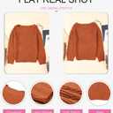 Dokotoo Womens Sweaters 2025 Crewneck Cute Elegant Soft Long Sleeve Hollow Cable Knit Pullover Tops (Orange)