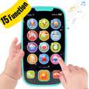 Toys for 1 Year Old Boy, 15 Functions Phone Baby Toys 6-12 Months, Baby Cell Phone 12-18 Months, Learning Toys for Toddlers 1-3, Easter Basket Stuffers - Cyan