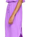 Women's Adjustable Strappy Split Summer Beach Casual Midi Dress (Purple, XL)