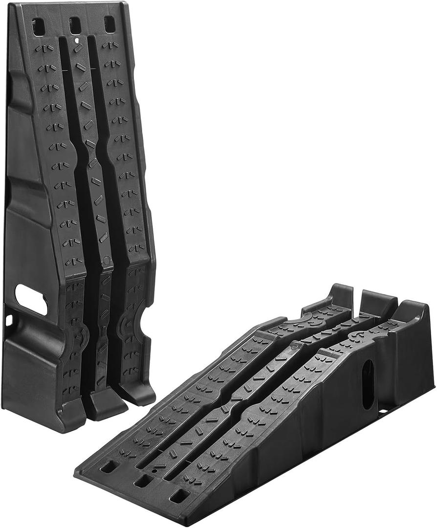 VEVOR Car Ramps, 2 PCS 16000 lbs GVW Capacity, 6.7 in Lift Height, Portable High Profile Car Service Ramps for Home Garage Maintenance and Oil Changes, Heavy Duty for Truck SUV Vehicle Repair, Black