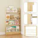 4 Tier Behind The Door Bookshelf, Space Saving Behind The Door Bookcase Wooden Kids Book Shelf for Bedroom Living Room Study White (120 * 70-Wood)