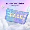 10 x Hiroyuki Iridescent Makeup Bag, 14 inches Cosmetic Bag, Large Capacity Travel Pouch (Face, blue)