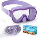 Kids Swim Goggles, Anti-Leak Snork Mask with Nose Cover & Elastic Fabric Strap, UV Protection Swimming Goggles for Kids Boys Girls