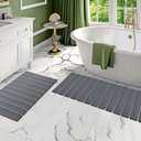 Setguopal 2 Pack Foldable Stone Bath Mats, Gray Super Absorbent Diatomaceous Earth Bath Rug, Non-Slip Shower Mat, Quick-Drying Bath Rug and Drying Mat for Tub and Shower (Grey)