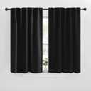 NICETOWN Halloween Short Curtains for Kitchen Window - (Black Color) W42 x L40, Double Panels, Home Decoration Light Blocking Thermal Insulated Blackout Rod Pocket & Back Loop Draperies for Cupboard