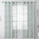 BGment Sage Green Sheer Curtains 72 Inches Long - Embroidered Leaf Pattern Light Filtering Cottage Core Botanical Semi Sheer Grommet Window Drapes for Farmhouse Living Room, 2 Panels, 52 x 72 Inch
