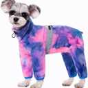 Dog Coat, Tie Dye Fleece Jumpsuit for Small Dogs, Winter Jacket, Reflective Stripes, Comfortable, Lightweight S
