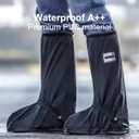 Waterproof Shoe Covers, Reusable & Foldable Rain Boot Shoe Cover with Zipper, Non-Slip, Reflector, Men Women Rain Gear, Black