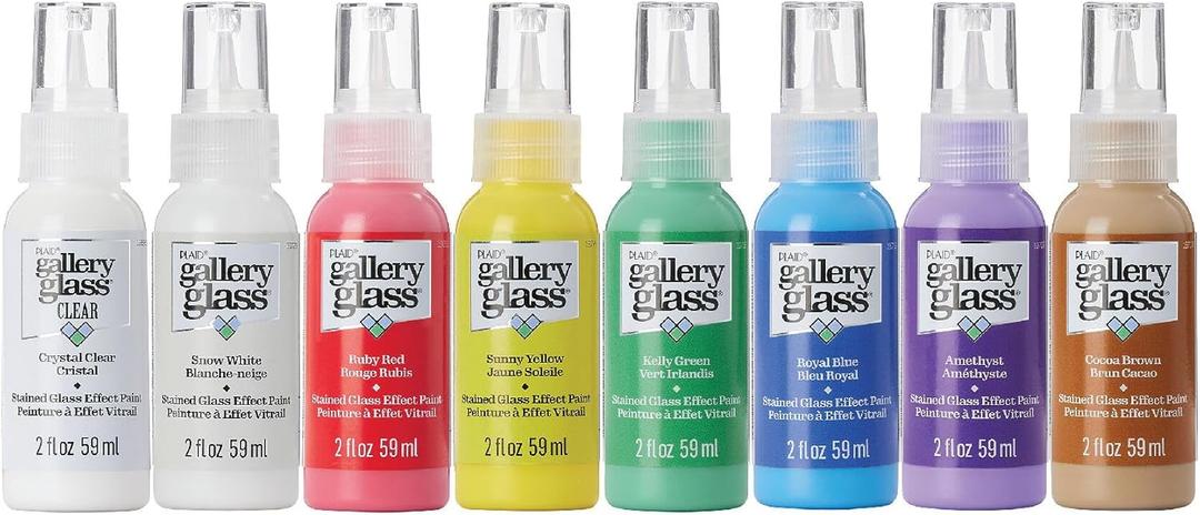 Plaid Gallery Glass Window Color Beginner Set (2-Ounce), (8-Pack)