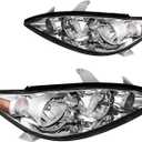 PHILTOP Headlights Assembly fit for 2005-2006 Toyota Camry,Chrome Housing Clear Lens Amber Reflector,OE Style Headlamps (Driver + Passenger Side)