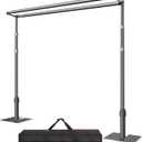 12x10ft Double Crossbar Pipe and Drape Stand Kit, Heavy Duty Backdrop Stand Adjustable, Sturdy Metal Back Drop Decoration Frame with Flat Base for Parties, Wedding,Trade Shows, Photo Shoot - Black