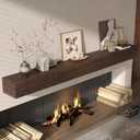 Fun Memories 72" Fireplace Mantel, 5" Thick Wall Mounted Shelves for Over Fireplace, Solid Wood Farmhouse Long Floating Shelves, Handcrafted Wooden Fireplace Mantle, 72" x 8" x 5" - Dark Brown (American Walnut Finish)