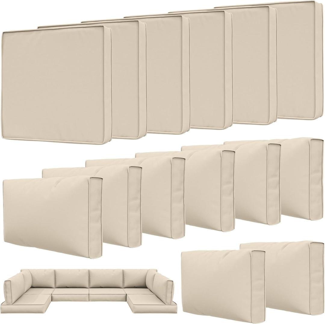 14 Pcs Outdoor Patio Cushion Covers, Replaceable Waterproof Furniture Covers, Outdoor Non-Slip Covers with Zippers, Couch 3 Sizes, Covers Only, Fuchsiared