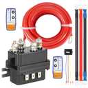12V 500A Winch Solenoid Contactor Relay for 8000lb-15000lb ATV UTV Truck Jeep Winches with Twin Remote Control Kit and 4pcs Pre-Wires with Lugs