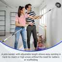 Pole Sander for Drywall, 9-Inch Radial Wall and Ceiling Sanding Machine with 93 Inch Adjustable Rod, 360 Rotating Circular Sanding Head for Easy Surface Smoothing, Perfect for Paint Preparation