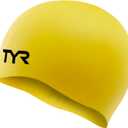 TYR Adult Wrinkle Free Silicone Swim Cap for Drag Reduction and Hair Protection (Yellow)