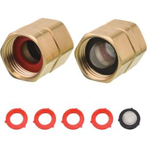 M MINGLE Garden Hose Adapter, Female to Female, 3/4 Inch Heavy Duty Brass Connect Fittings with Dual Swivel, Pressure Washer to Garden Hose Connector, 2-Pack with Extra 4 Washers and 1 Filter