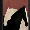 Framed Vintage Horse Canvas Wall Art - Abstract Black and White Horses Oil Painting Modern Farmhouse Animal Wall Decor for Living Room, Bedroom 16x24 inch Horse Gifts