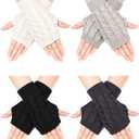 SATINIOR 4 Pair Fingerless Gloves for Women Men Crochet Thumb Hole Winter Knit Arm Wrist Warmer Mitten Typing Driving