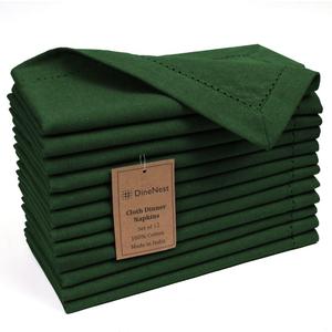 Hemstitch Dinner Napkins 100% Cotton Set of 12 - for Dining Weddings Parties Restaurants Holidays Easter Everyday Use - Soft Durable Washable Table Napkins - 18x18 Inch Cloth Napkins Green