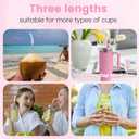 OUTXE Anti Wrinkle Straw 6 Pcs, Flat Wide Drinking Straw for Stanley Cup 40 oz 30 oz, Reusable Wrinkle Free Long Stainless Steel Metal Straw for Lip with Cleaning Brush and Carrying Bag