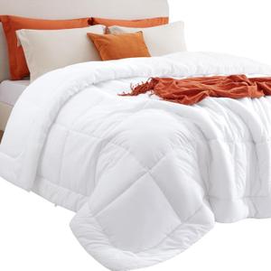 Bedsure Comforters King Size - Duvet Insert Contrast Down Alternative Comforter Quilted All Season Duvet with 8 Tabs, Machine Washable, Gifts for Women, White, King 90 x 102 Inches