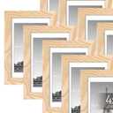 upsimples 4x6 Picture Frame Set of 4, Display Pictures 3.5x5 with Mat or 4x6 Without Mat, Multi Photo Frames Collage for Wall or Tabletop Display, Real Glass, Natural
