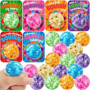 JOYIN 30 PCS Valentine's Day Sensory Stress Balls with Cards, Fidget Anxiety Relief for Adult, Valentine's Party Favors, Gift Exchange Rewards