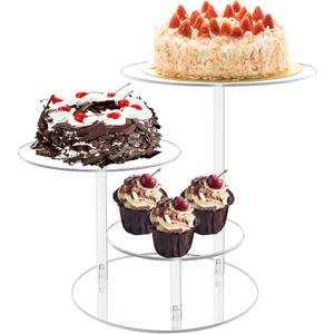 QUELIEN Acrylic Cake Decorating Supplies - Acrylic Tiered Cake Stand & Dessert Table Display Set for Weddings, Birthdays, Parties - Perfect Cupcake Holder for Events & Cake Decorating Kit