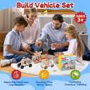Aizweb Emergency Vehicle Toys,Wooden Police Car, Fire Truck, Ambulance, Helicopter,STEM Kit Fine Motor Blocks Educational Learning Montessori for 4-8 Year Old Boys Girls Community Helper