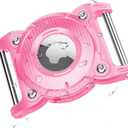 ONEONTA Airtag Dog Collar Holder | Airtag Dog Waterproof - Airtag Holder for Dog Collar with Removable Metal Loop, Sturdy TPU, Lightweight, Compact Size, Fits 1" Width Collar, Pink