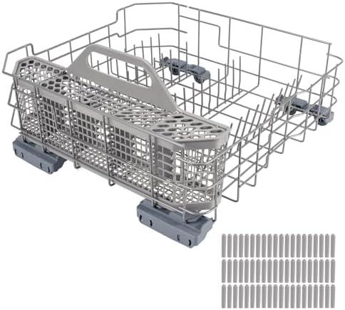 Upgraded WD28X26099 WD28X34744 Dishwasher Lower Rack Assembly & WD28X10128 Silverware Basket Compatible with GE Dishwashers. Replacement number WD28X24396, WD28X10346, WD28X22506, WD28X22696 ect