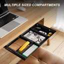 Under Desk Drawer with Removable Tray, 22.4" Wide 2-in-1 Organizer – 60° Ergonomic Tilt, 4-Compartment Insert for Pens, Phones & Cables, Ball Bearing Slides, for Home Office & Student Desk