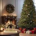 2 x Nativity Scene Sets Indoor with LED Lights - Wooden Nativity Table Centerpiece Sign Holy Family Figure for Christ's Birth Religious Xmas Mantle Shelf Tabletop Home Christmas Decorations