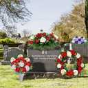 Cemetery Wreaths Decoration - Headstone Wreaths with Rose Camellia Daisy for Graves on 30 inch Tall Easel Stand, Spring Wreath for Front Door Decoration